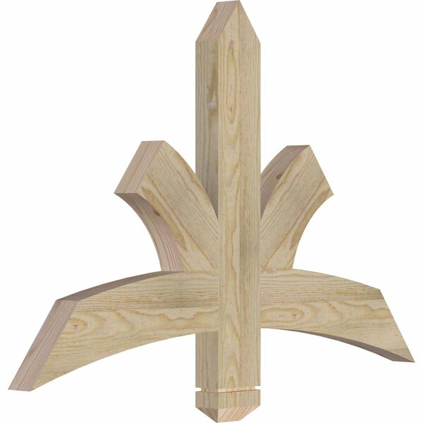 Davenport Rough Sawn Timber Gable Bracket, Douglas Fir, 36W X 24H X 2D X 4F, 16/12 Pitch